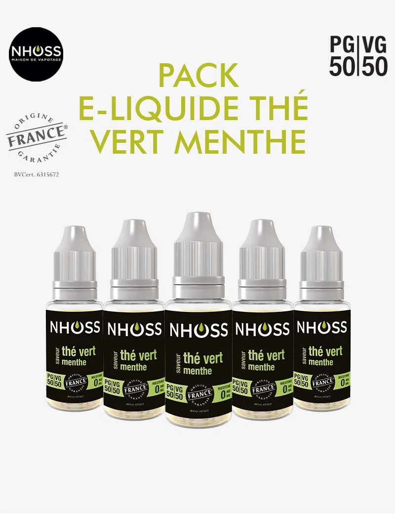 Pack e liquides Thé Vert Menthe Nhoss Pack e liquides Thé Vert Menthe Nhoss