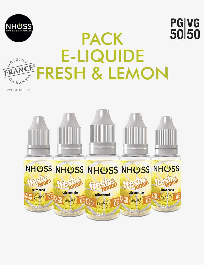Pack e liquides frais Fresh & Lemon Nhoss Pack e liquides frais Fresh & Lemon Nhoss
