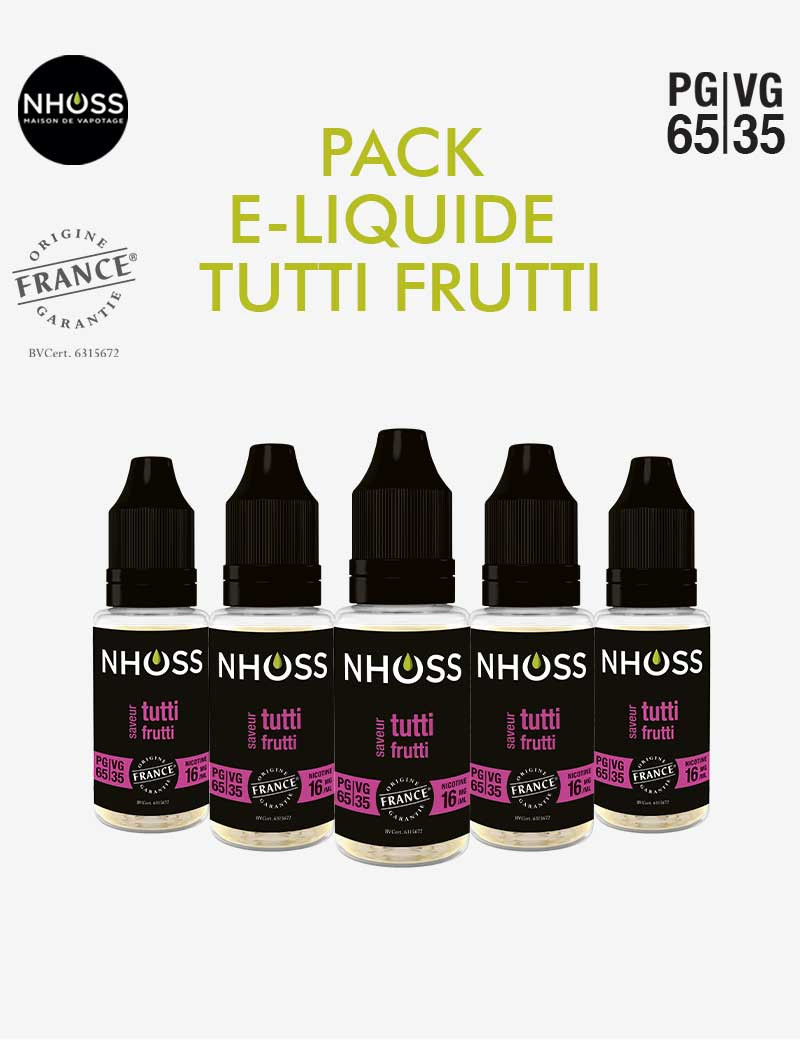 Pack e liquides fruité mix Tutti Frutti Nhoss Pack e liquides fruité mix Tutti Frutti Nhoss