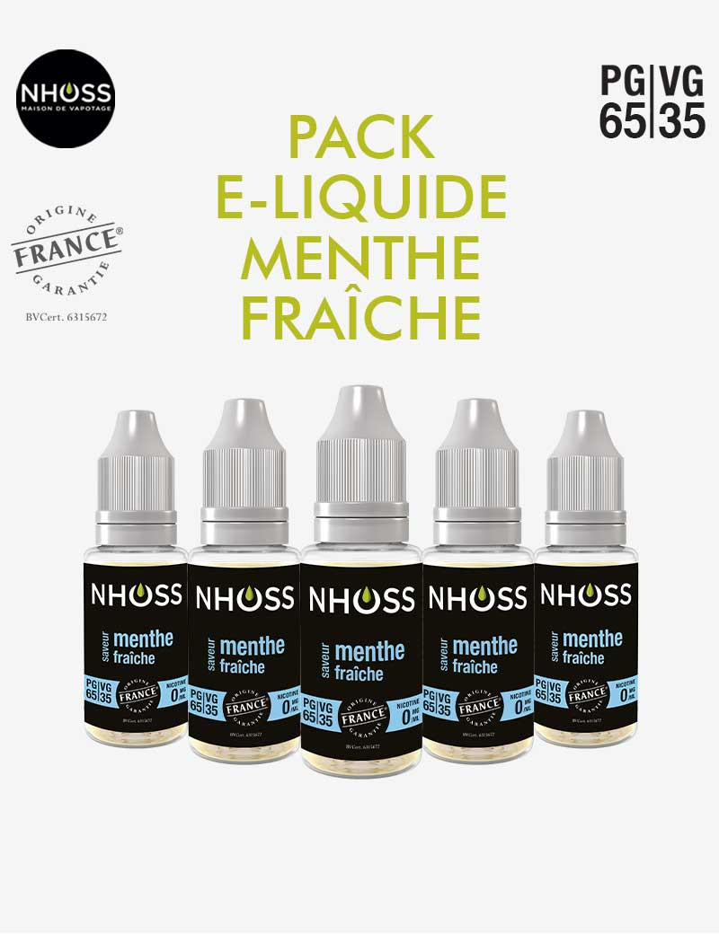 Pack e liquides mentholé Menthe Fraîche Nhoss
