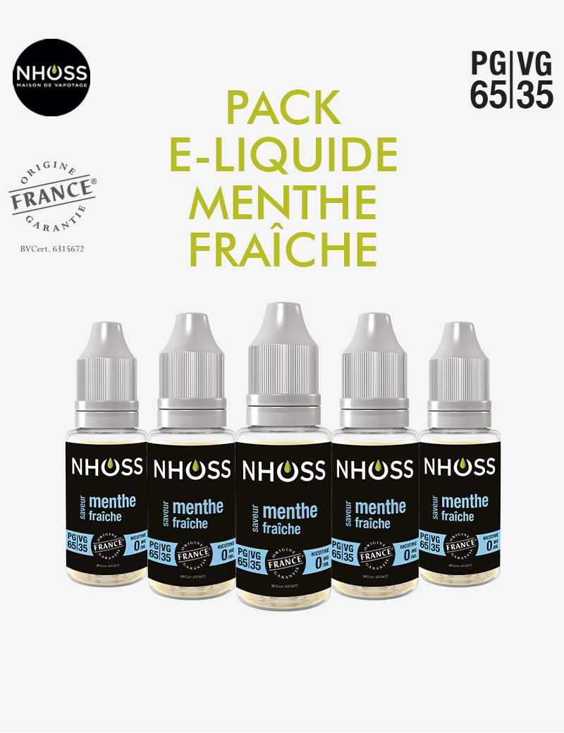 Pack e liquides mentholé Menthe Fraîche Nhoss Pack e liquides mentholé Menthe Fraîche Nhoss