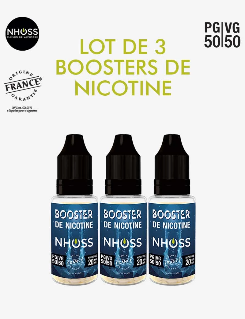 Lot de 3 boosters de nicotine nhoss Lot de 3 boosters de nicotine nhoss