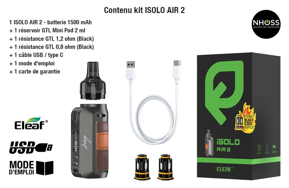 contenu ISTICK ISOLO AIR 2 ELEAF